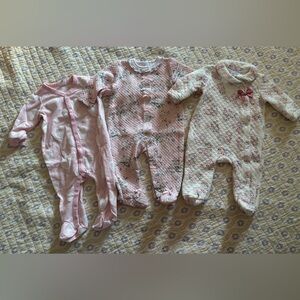 Baby girl onesies footie size 3-6 months floral hearts